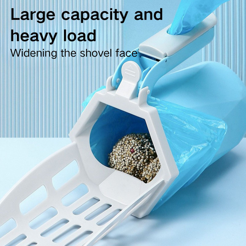 Cat Litter Scoop With Holder & 15 Refill Bags, Blue
