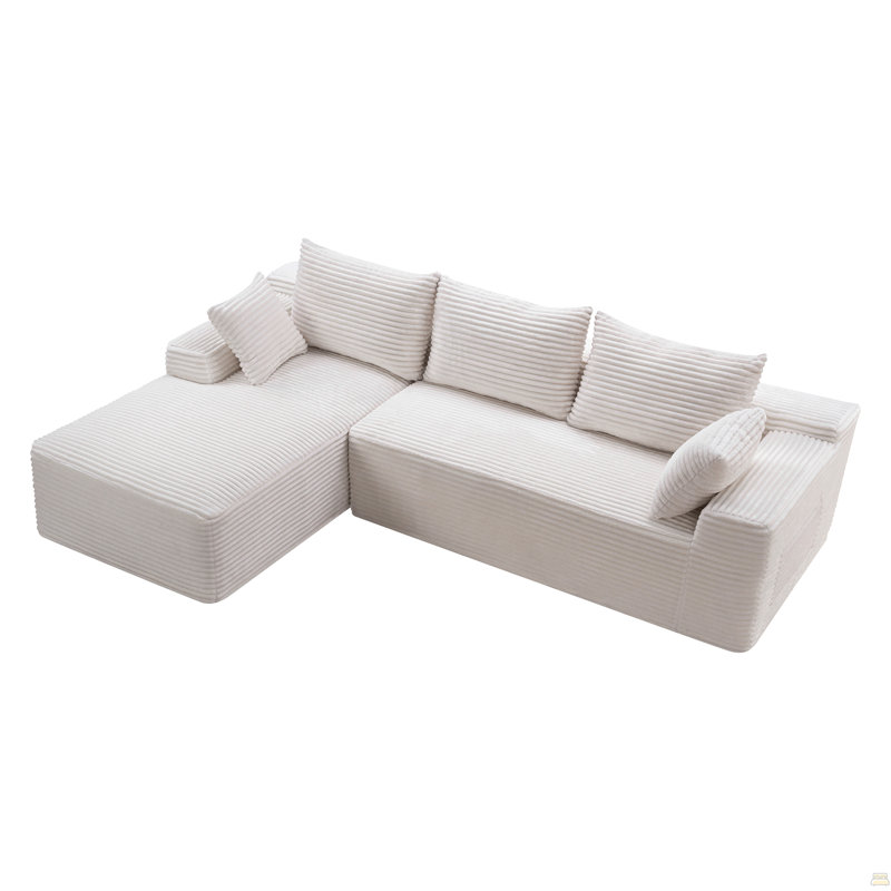 Canapé modulaire 94,5 po Cloud, 29.5" H x 94.5" W x 60.2" D, White Corduroy