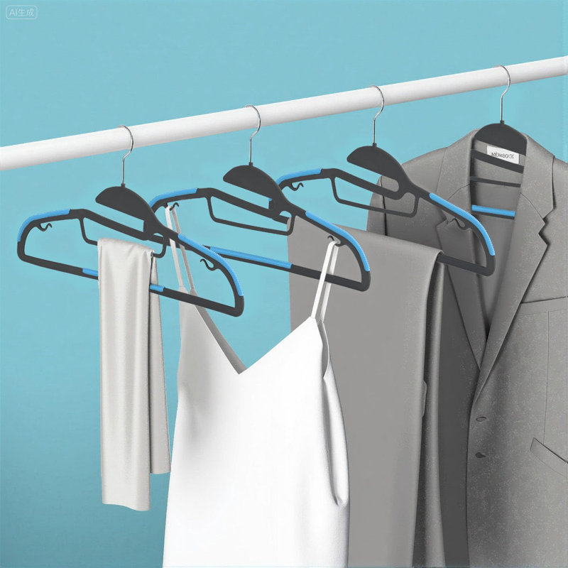 Plastic Standard Hanger, Black/Blue, 32