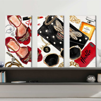Hustle by Jodi  3 Piece Wrapped Canvas Painting Print Set