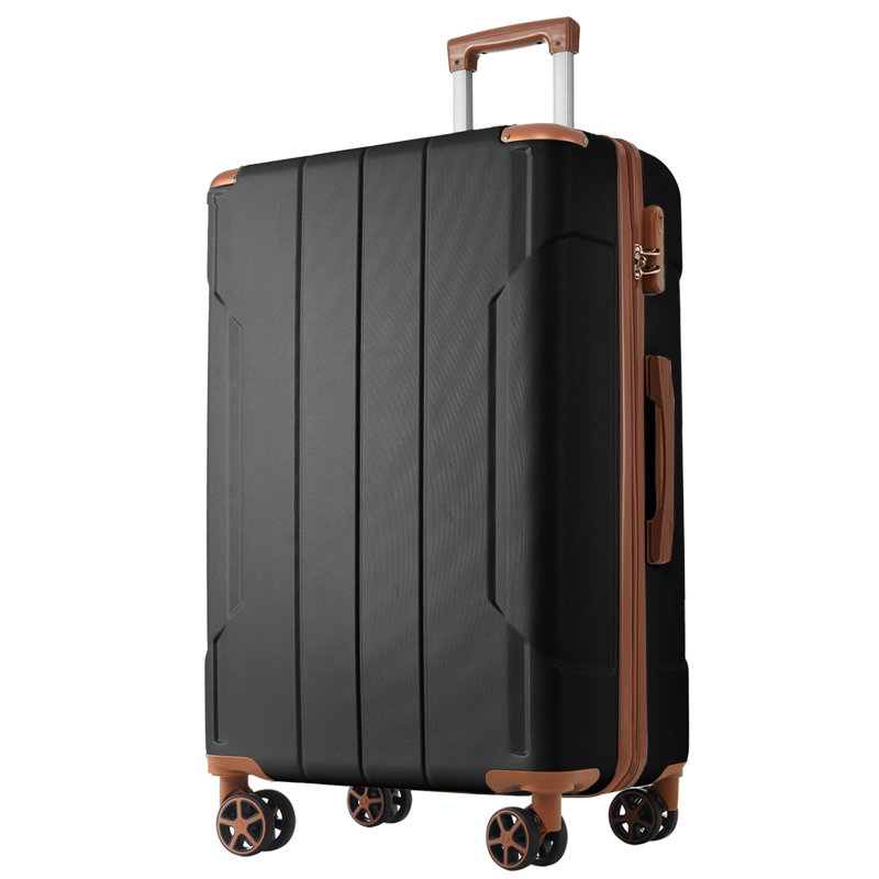 Ensembles de valises 3 pièces, valises rigides durables en ABS rigide avec roues pivotantes doubles 20/24/28 pouces (brun noir)