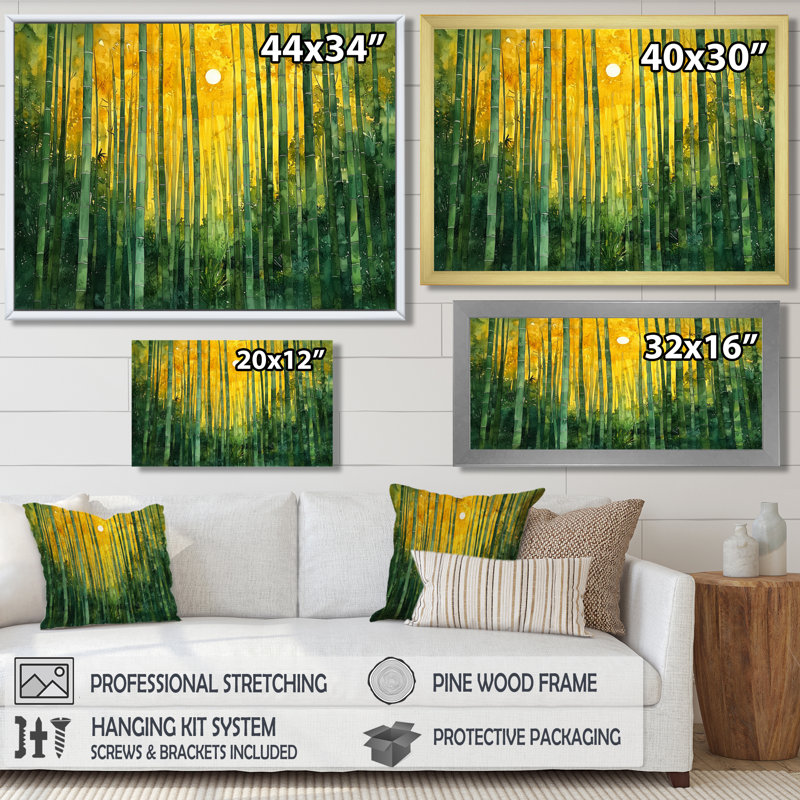 Forêt de bambou d'Arashiyama en Chine - décoration murale en bambou, Impression sur cadre flottant, H 12 po x l 20 po