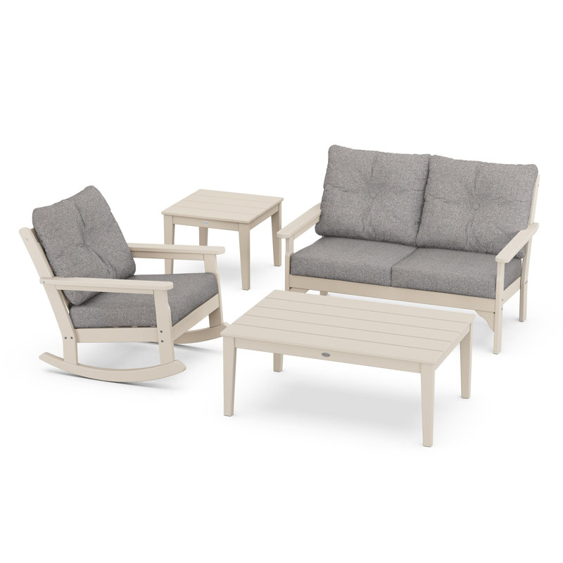 Vineyard 4-Piece Deep Seating Rocker Set, Sand, Grey Mist