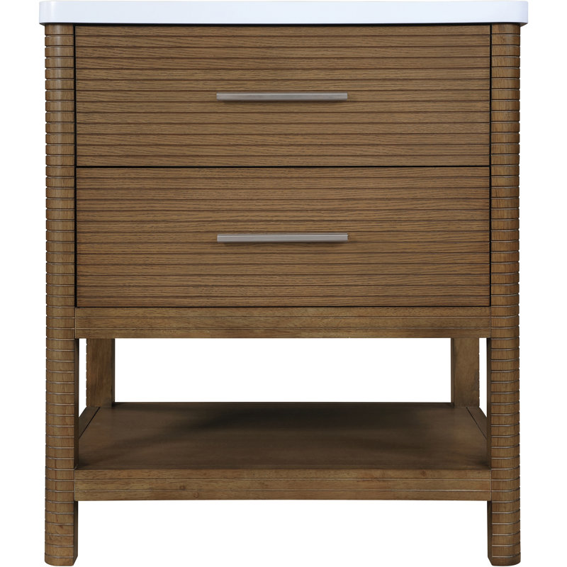 Meuble-lavabo en bois massif brun et brun 30 po Oakwell, Brown, 30"