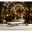 Papier peint mural autocollant et repositionnable, motif de train vintage et grande gare architecturale lumineuse, idéal pour le salon, la chambre ou la chambre d'enfant (175 cm H x 244 cm L).-1836441514