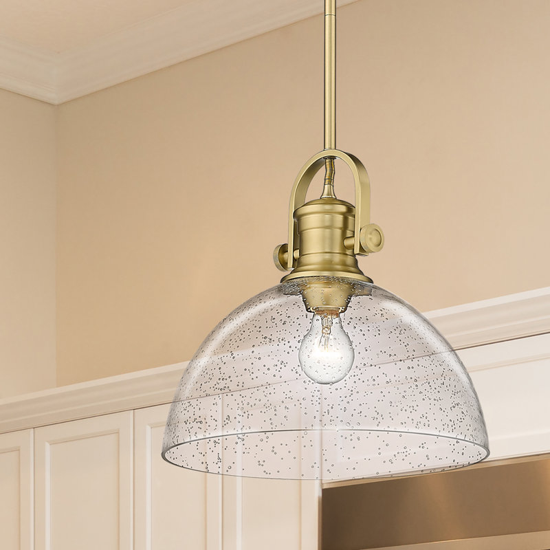 Bales 1-Light Dimmable Dome Pendant, Seeded Glass, Brushed Champagne Bronze