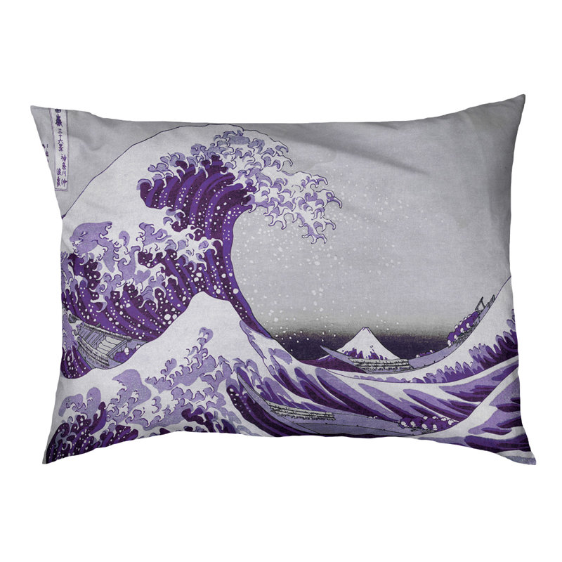 Coussin Burkart la grande vague, L 19,5 po x l 29,5 po, Mauve / gris / noir