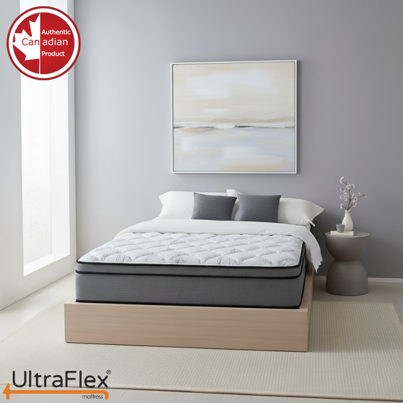 Très grand matelas orthopédique hybride EuroTop de 12 po UltraFlex® TITAN - Confort ferme, mousse certifiée CertiPUR-US®, gel rafraîchissant, soutien de la colonne vertébrale HDCoil et soulagement de la pression - Comfort Crafted canadien