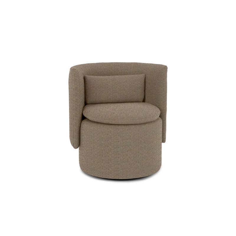 Finn Swivel Barrel Chair, Mushroom Polyester