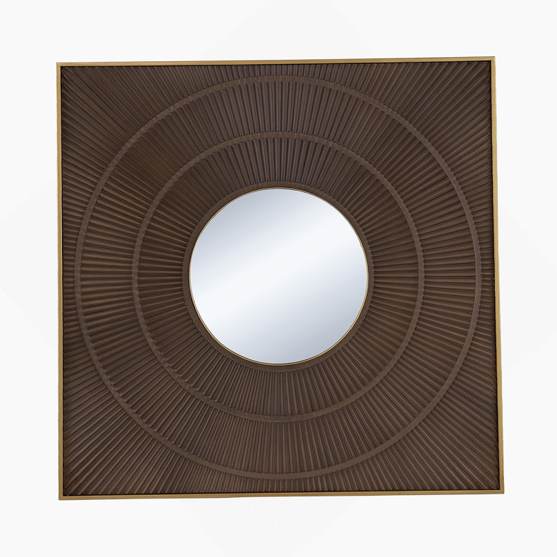 Miroir rond manufacturé, Brun