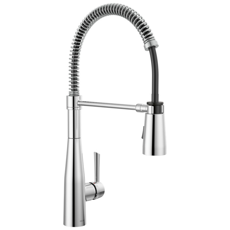 Essa Pro Style Commercial Kitchen Faucet with Pull Down Sprayer, Chrome Single Hole Kitchen Sink Faucet, Single Handle, Chrome
