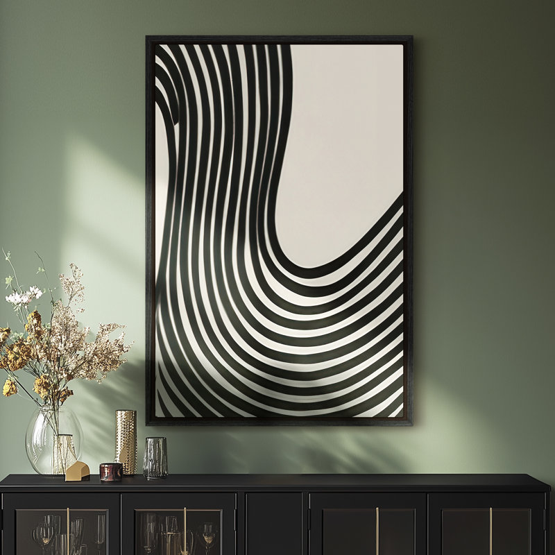 Framed Canvas Wall Art - Vintage Abstract Wall Prints for Bedroom, 36" H x 24" W, Black