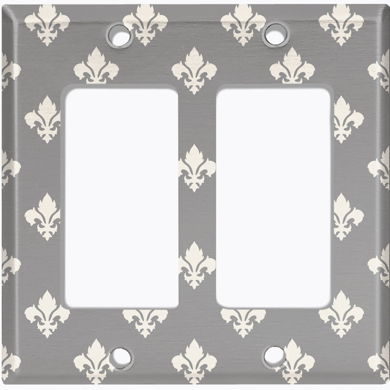Fleur De Lis Gray Patterned 2 - Gang Rocker Standard Wall Plate