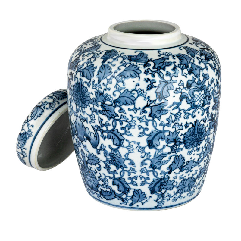 Pot en céramique bleu / blanc Chadwicks, H 8,25 po x l 6,25 po x P 6,25 po