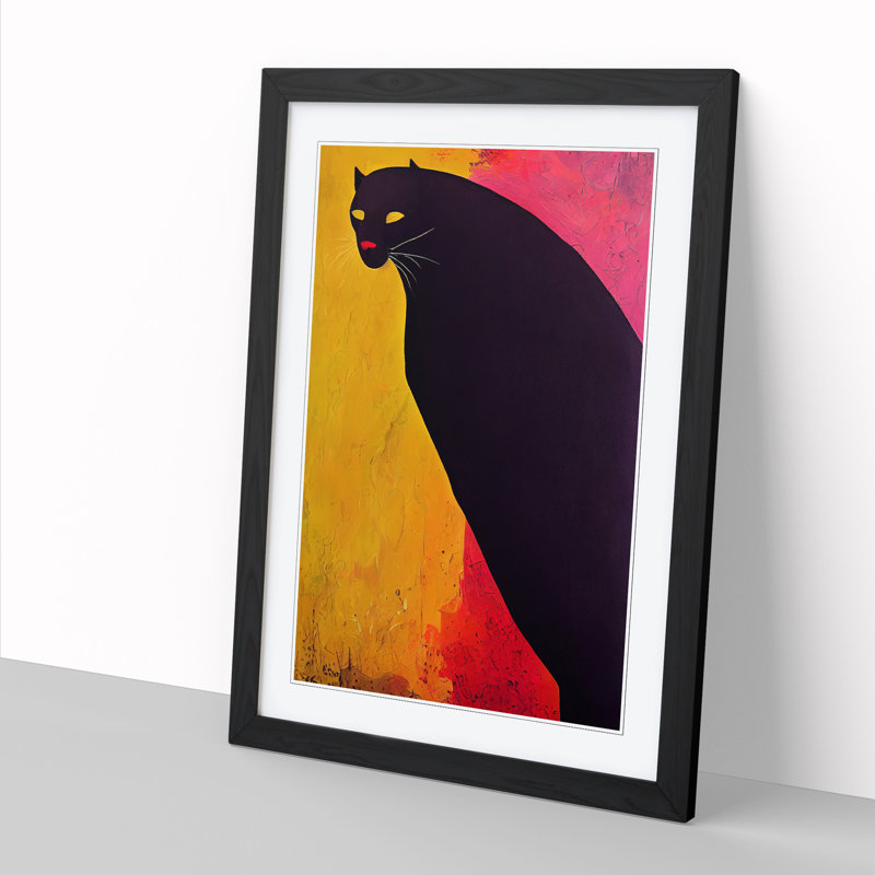 Panther Expressionism - Single Picture Frame Painting, 34cm H x 25cm W x 2cm D, Oak