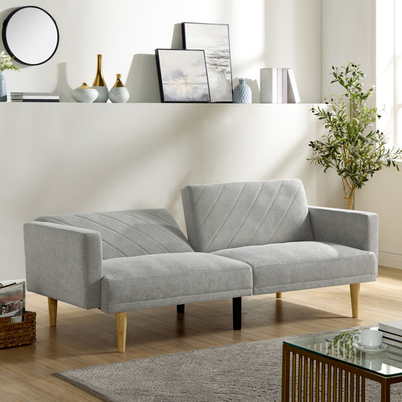 Canapé-lit multifonctionnel avec 2 sièges Itu, Velours gris velours, H 29,9 po x l 75,6 po x P 38,3 po