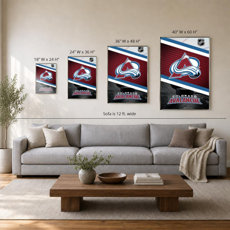Décoration murale Colorado Avalanche NHL, 60" H x 40" W, Cadre plat flottant, Argent