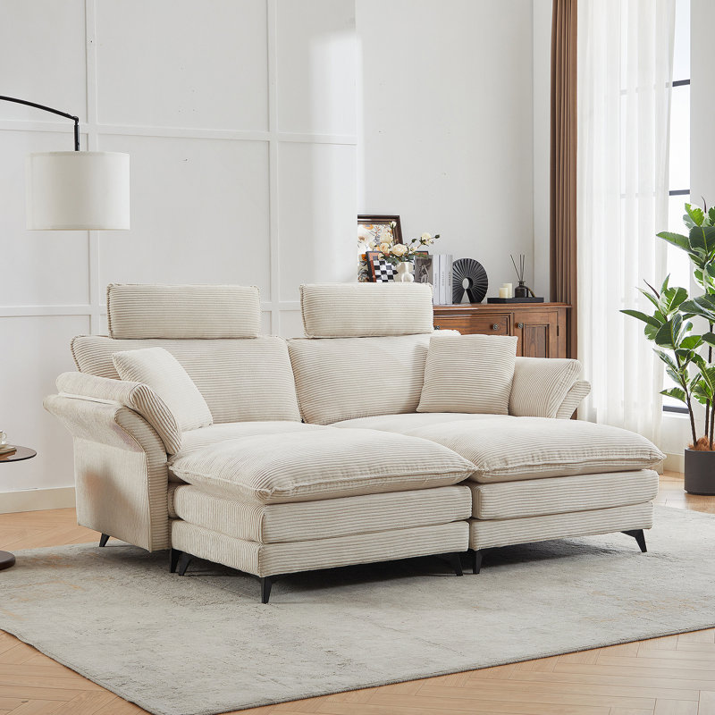 [VIDÉO / Nouveau] Canapé modulaire à assise profonde de 85,8 po avec repose-pieds Cloud, Beige