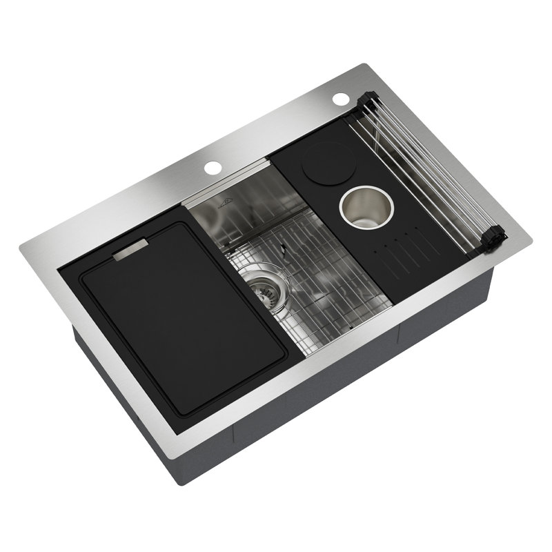 CASAINC 33"L Single Bowl Stainless Steel Drop-in Kitchen Sink