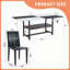Ensemble de table et de chaises 71 x 35,4 pouces avec table de salle à manger épissée blanche et noire avec fonction de rangement au milieu des pieds de la table, jumelée à 6 chaises de salle à manger en polyuréthane noir-1067777860