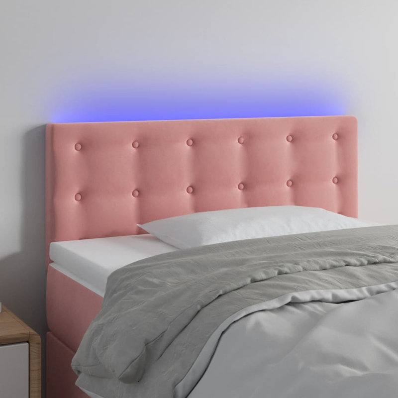 Headboard, Pink Velvet, 88cm H x 100cm W x 5cm D