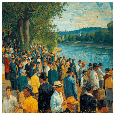 Crowd By Riverside Comforter