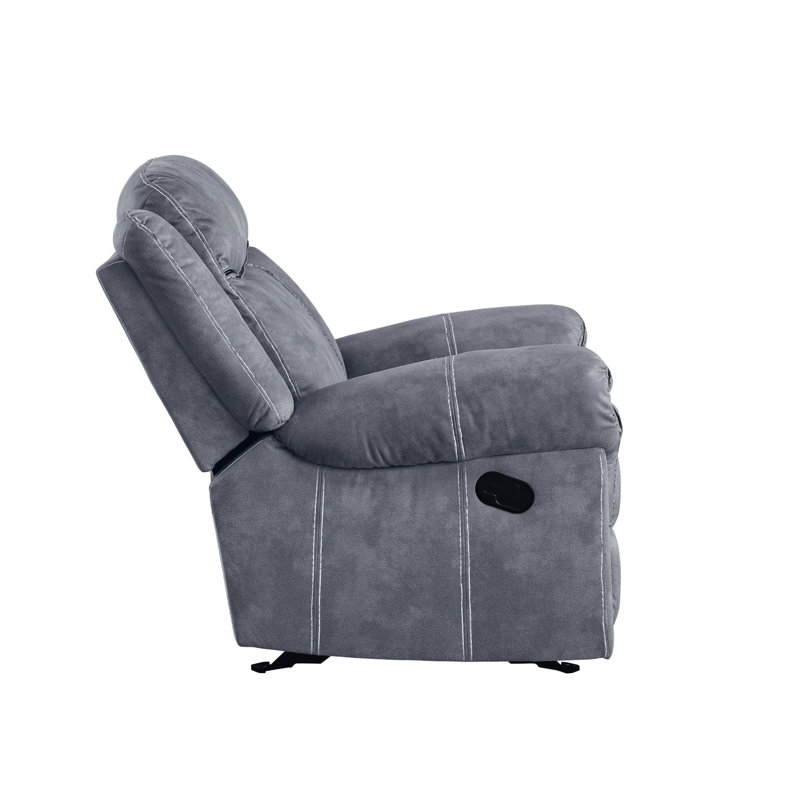 Causeuse inclinable en velours bicolore avec port USB et console, Gris