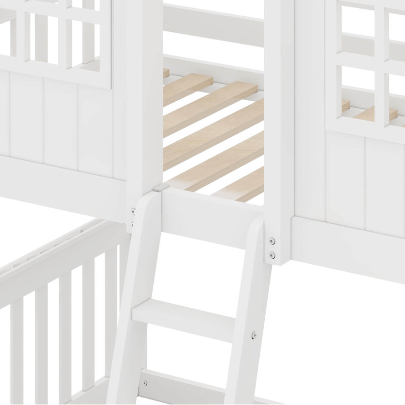 Twin Over Twin Size House Bunk With Ladder And Window