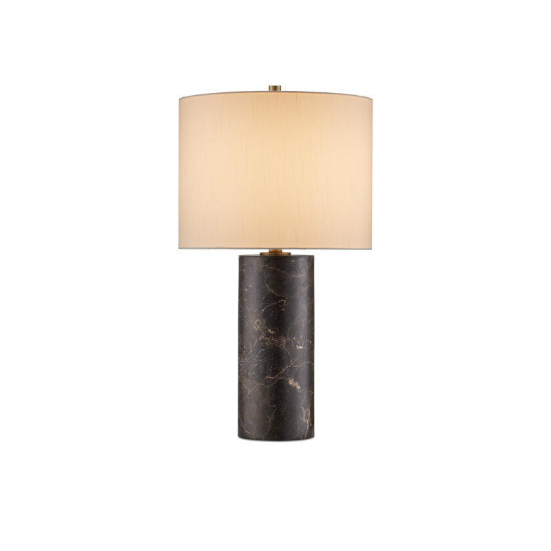 Vespera Coffee Brown Marble Table Lamp with Antique Brass Accents