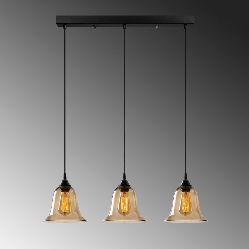 Luminaire suspendu pour îlot de cuisine 3 lumières Crawley, Bronze
