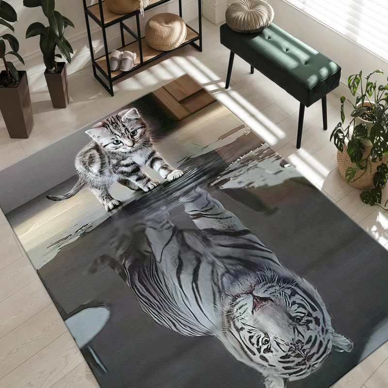 Floral Design With Pile Soft Type Printed Rug for Stylish Indoor Decor in Earth Tones, Rectangle 3'3" x 6'7"