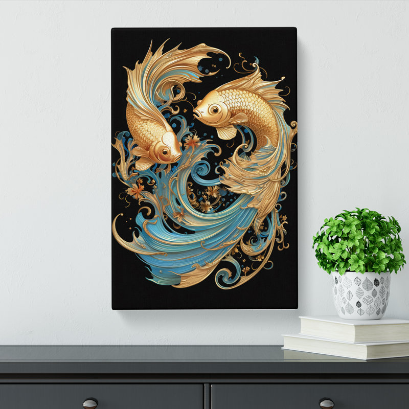 Siamese Fighting Fish Nouveau - Print, 60cm H x 40cm W x 3cm D