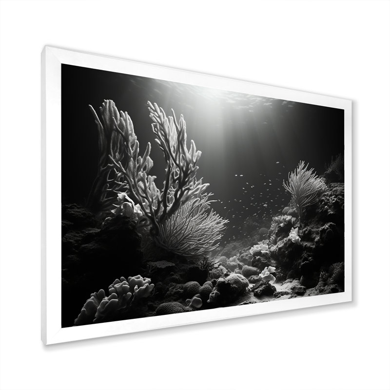 «Under Water» en noir et blanc «Mystic Solitude», reproduction sur toile, H 24 po x l 32 po x P 1 po, Cadre simple blanc