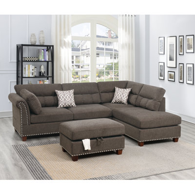 Burkhardt Velvet L-Shaped Sectional Reversible