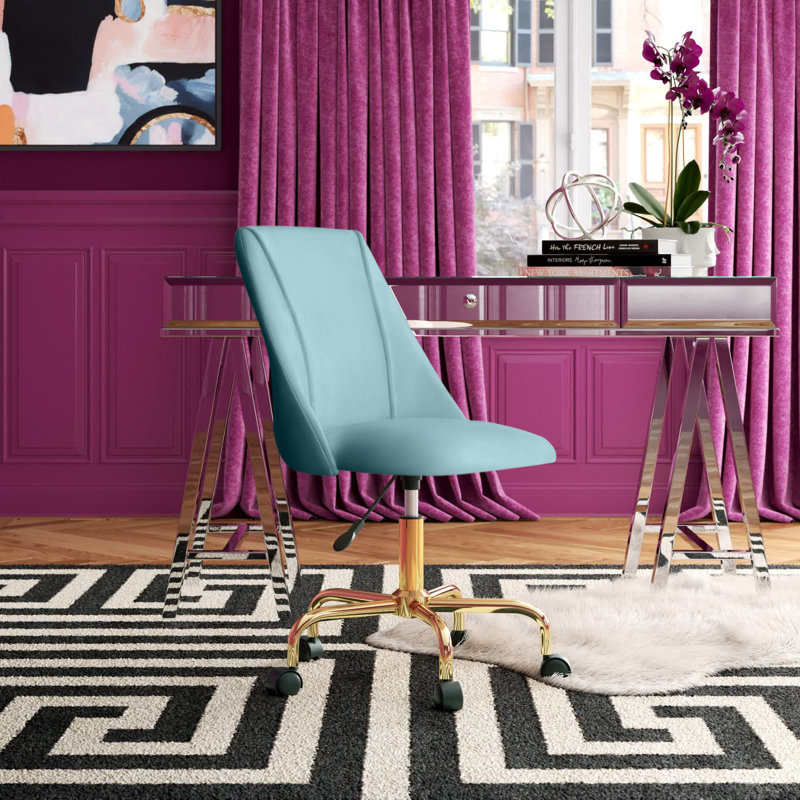 Velvet Office Chair, Aqua