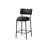 Contemporary Black Leather Look Barstools, Set of 2, with Curved Backrest and Sturdy Metal Frame for Comfortable Seating
