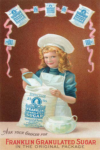 « franklin pregranuléed sucre », affiche rétro, H 66 po x l 44 po