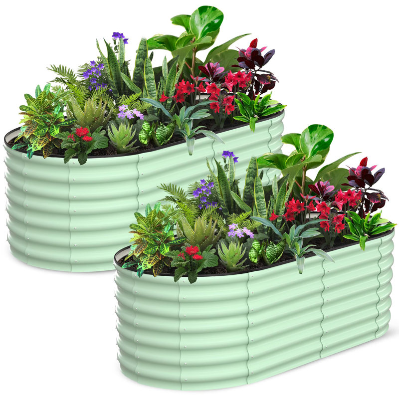 Metal Raised Garden Bed, Green, 60cm H x 180cm W x 90cm D