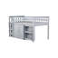 Lit mezzanine simple gris avec rangement et solidification solide - Bureau en bois d'hévéa-732764041