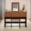 Akeesha Walnut Dressing Table with Mirror and Stool Dresser Makeup Desk Bedroom