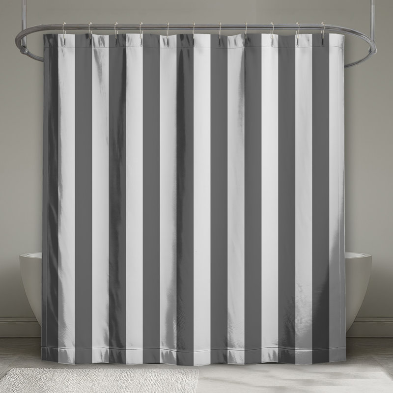 Gray White Striped Shower Curtains Extra Long, L 70 po x H 84 po