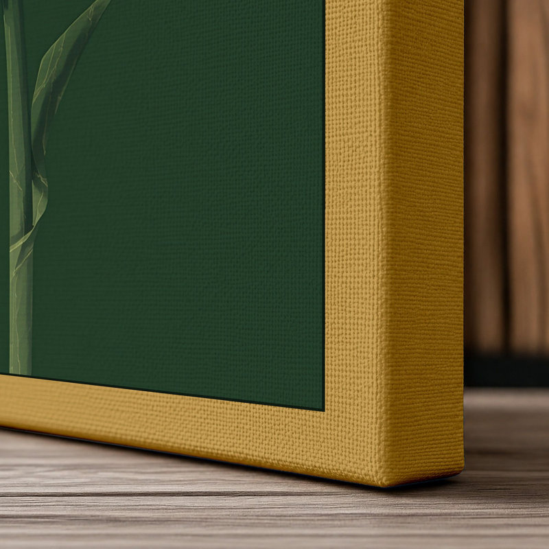 Cream Gerbera Study Botanical - Wrapped Canvas, 30x20 - 76.2 x 50.8 cm, Ochre Border