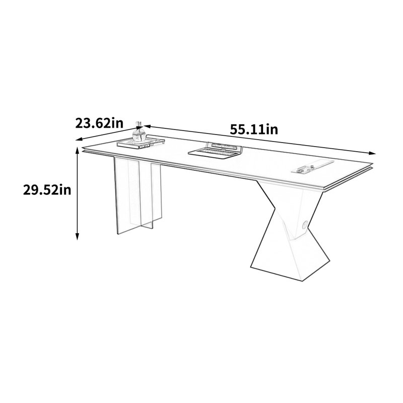 Bureau de luxe élégant, H 29,52 po x l 55,11 po x P 23,62 po