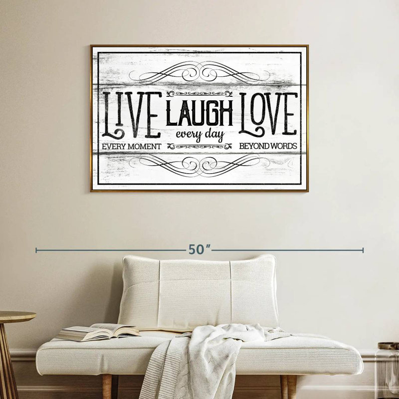 Live Laugh Love Everyday, Cadre flottant doré, 43 po x 29 po