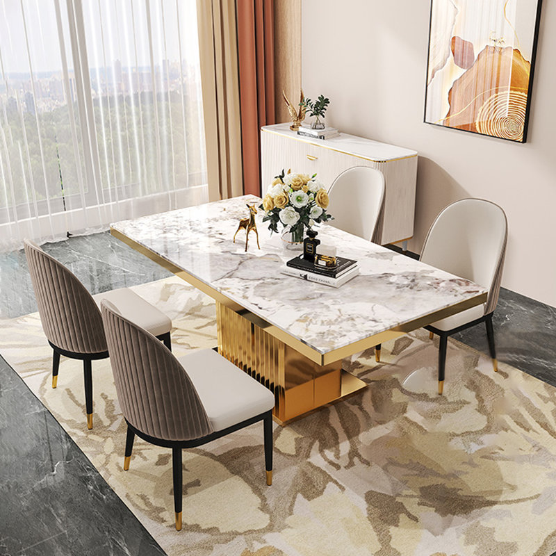4 - Person Pedestal Dining Set, 29.53"H x 55.12"L x 31.5"W