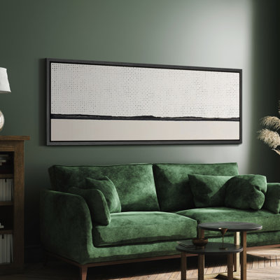 Geometric Line " Minimalist Dotted Horizon Line In Monochrome Antique Retro Colorful Bedroom Large Wall Decor "