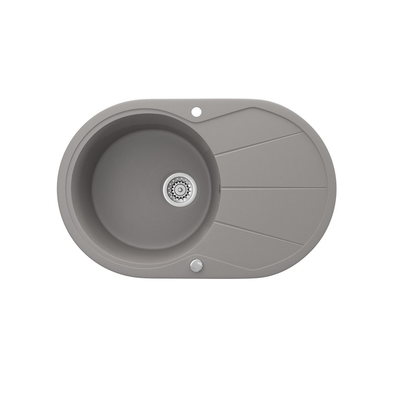 Dakota Fields Christabelle 500mm W Single Bowl Granite Drop-In Kitchen Sink with 1 Faucet Hole, Concrete