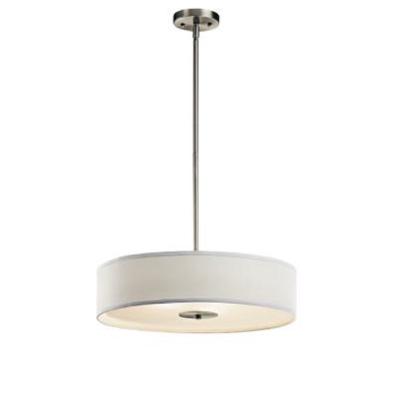 3 - Light Dimmable Drum Chandelier, Brushed Nickel