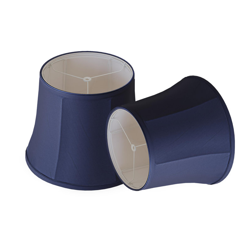 Ensemble de 2 abat-jours cylindriques en tissu gris-bleu, haut de 10 po x bas de 14 po x haut de 10,5 po (araignée), abat-jour en lin naturel fabriqués à la main pliables gris-bleu pour lampes sur pied et lampe de table