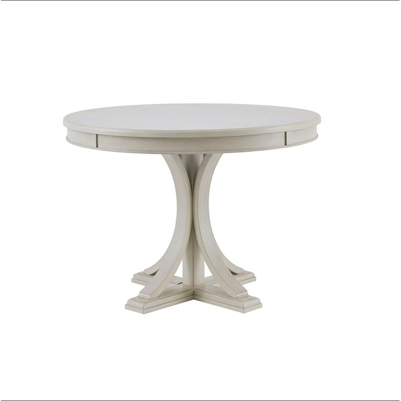 Table de salle à manger ronde de 44 po, finition classique en bois massif pour la salle à manger, Crème, crème